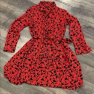 Banana Republic Red and Black Heart Patterned Dress
